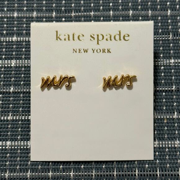NEW | Kate Spade | Say Yes MRS Gold Stud Earrings (RET $48) - Picture 1 of 5